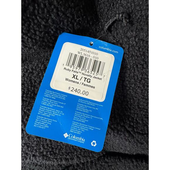 COLUMBIA Women's Ruby Falls™ Novelty Jacket BLACK SHERPA NWT SIZE XL - Picture 9 of 12